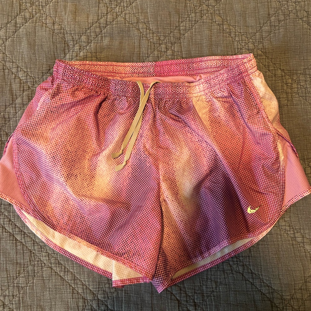 Nike Women's Gradient Pink and Orange Athletic Shorts